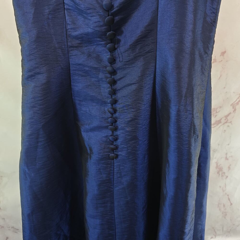 Vintage Y2K Dress Womens Medium Blue 90s Whimsy Tube Prom Shimmer Metallic Tie - Picture 7 of 14